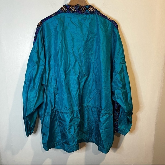 Women’s | Vintage Teal and Purple 80s Nylon Windbreaker Jacket | XXXL - Picture 5 of 8